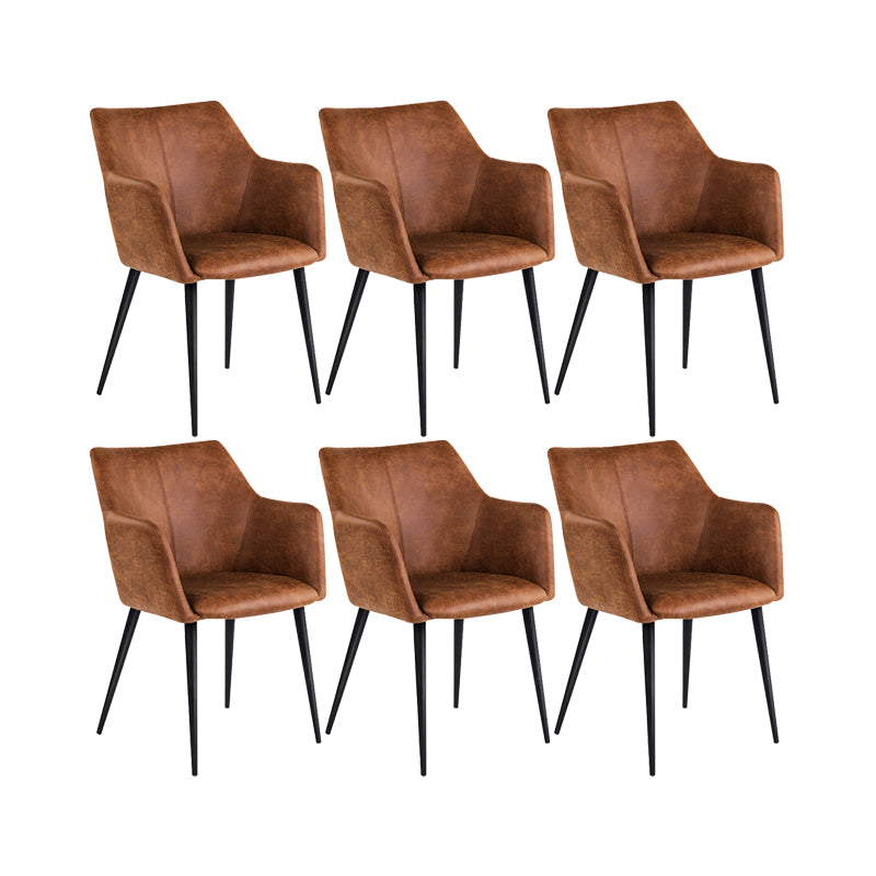 Faux Leather Arm Chair Metal Base Indoor Dining Chair for Dining Room