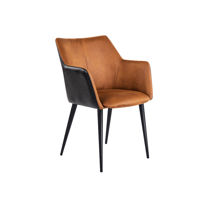 Faux Leather Arm Chair Metal Base Indoor Dining Chair for Dining Room