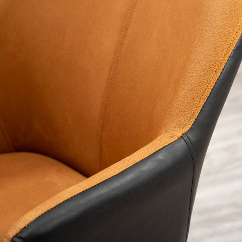 Faux Leather Arm Chair Metal Base Indoor Dining Chair for Dining Room