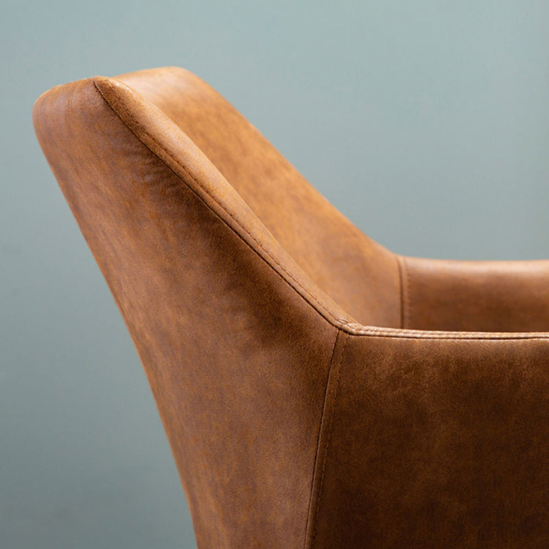 Faux Leather Arm Chair Metal Base Indoor Dining Chair for Dining Room