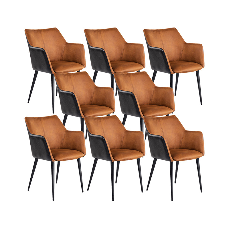 Faux Leather Arm Chair Metal Base Indoor Dining Chair for Dining Room