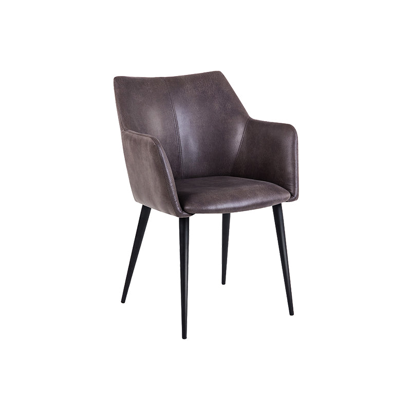 Faux Leather Arm Chair Metal Base Indoor Dining Chair for Dining Room