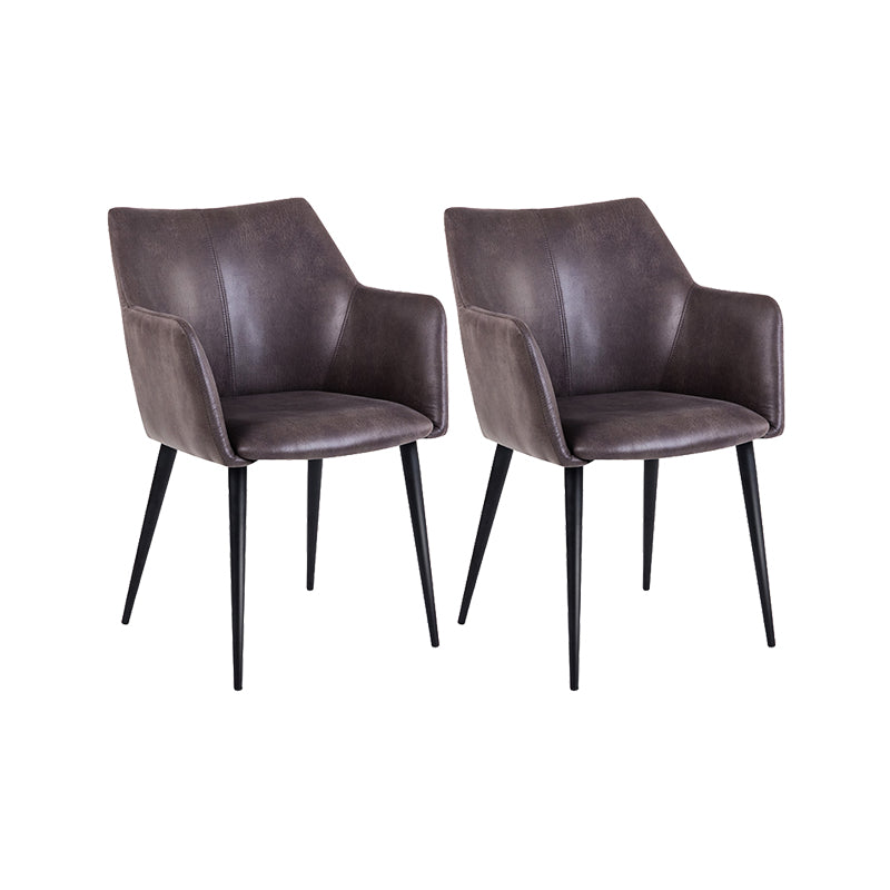 Faux Leather Arm Chair Metal Base Indoor Dining Chair for Dining Room