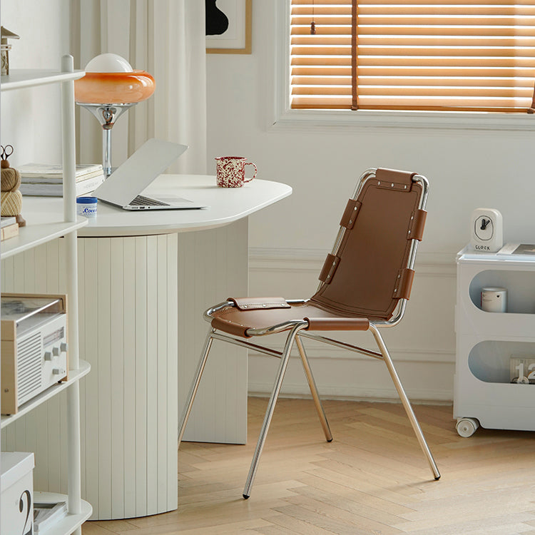 Modern Style Side Chair Leather Metal Base Dining Chair for Home