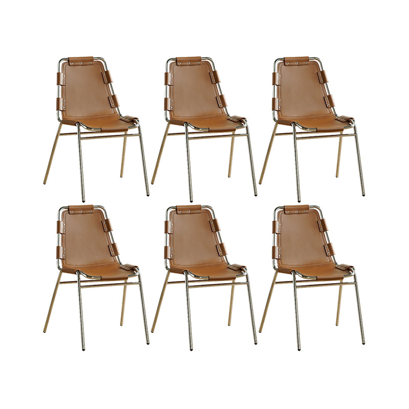 Modern Style Side Chair Leather Metal Base Dining Chair for Home