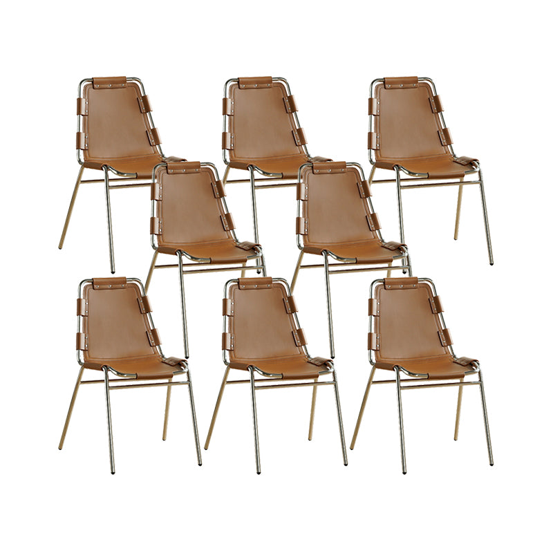 Modern Style Side Chair Leather Metal Base Dining Chair for Home