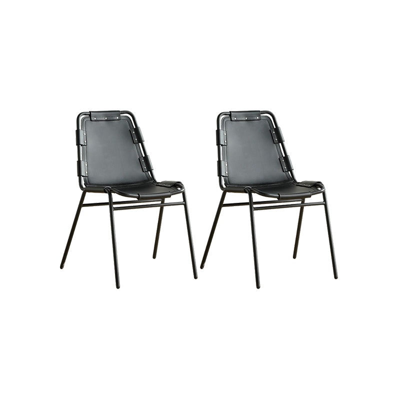 Modern Style Side Chair Leather Metal Base Dining Chair for Home