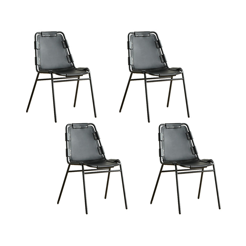 Modern Style Side Chair Leather Metal Base Dining Chair for Home
