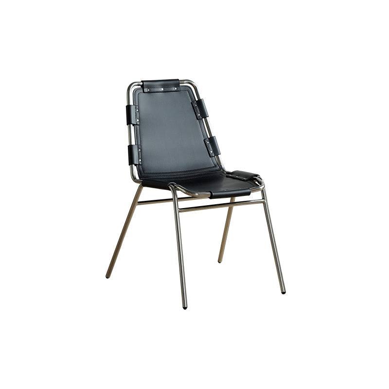 Modern Style Side Chair Leather Metal Base Dining Chair for Home