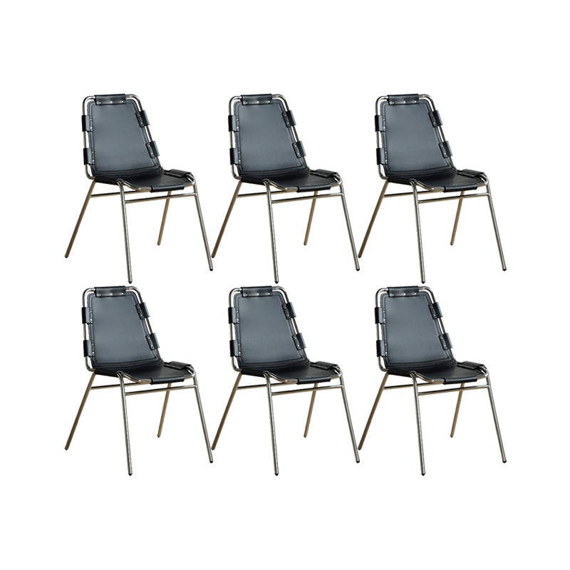 Modern Style Side Chair Leather Metal Base Dining Chair for Home