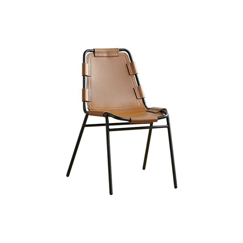 Modern Style Side Chair Leather Metal Base Dining Chair for Home