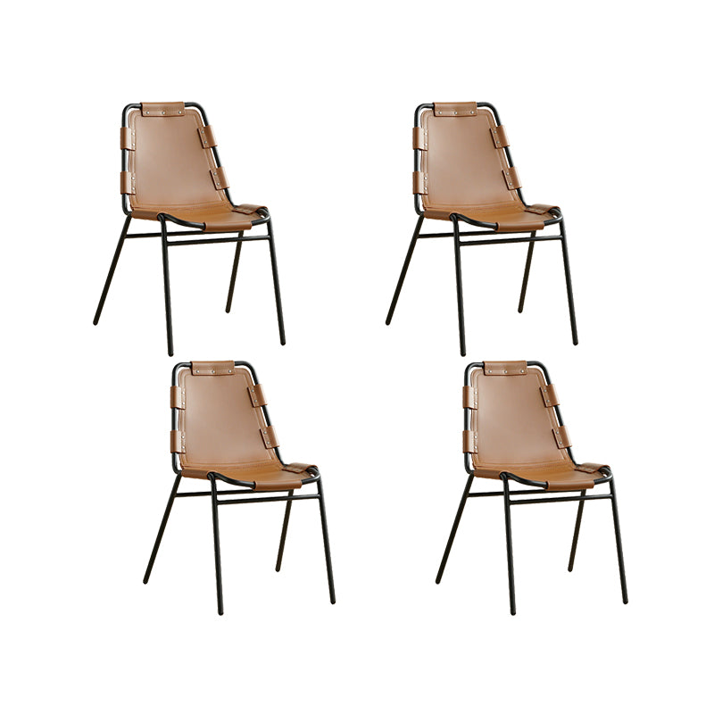 Modern Style Side Chair Leather Metal Base Dining Chair for Home