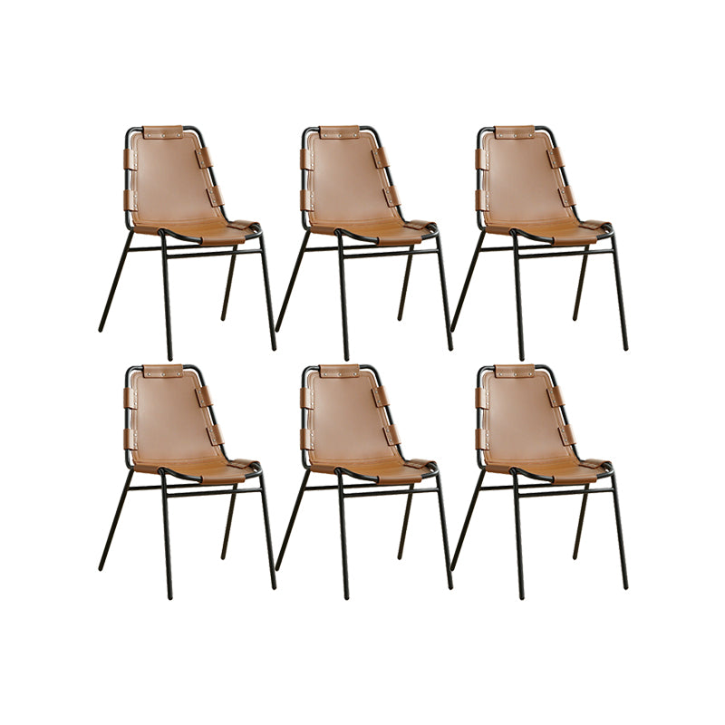Modern Style Side Chair Leather Metal Base Dining Chair for Home