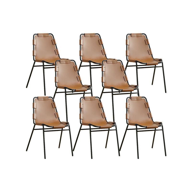 Modern Style Side Chair Leather Metal Base Dining Chair for Home