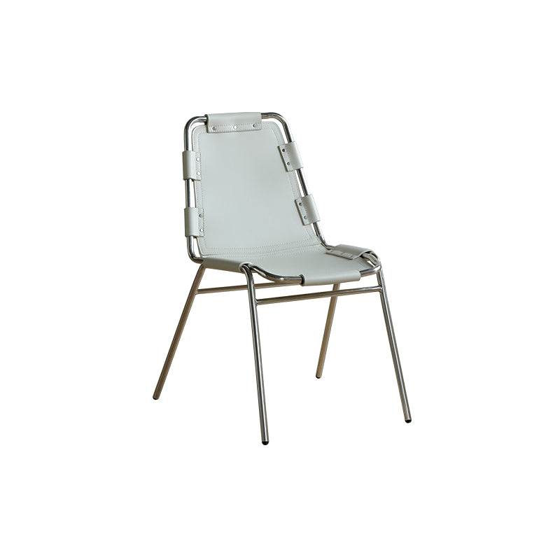 Modern Style Side Chair Leather Metal Base Dining Chair for Home