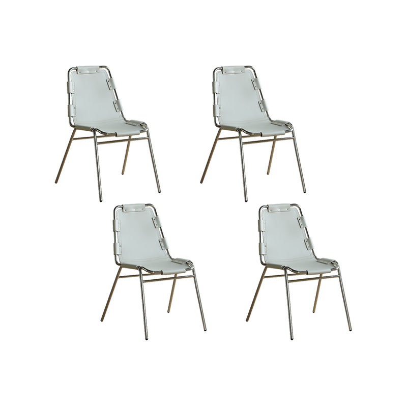 Modern Style Side Chair Leather Metal Base Dining Chair for Home