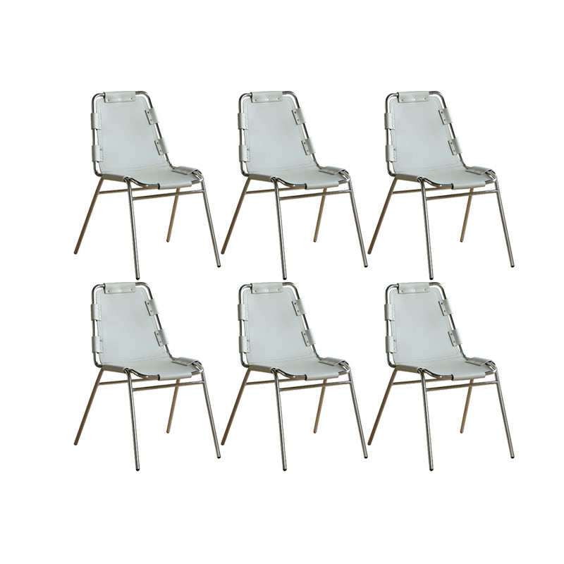 Modern Style Side Chair Leather Metal Base Dining Chair for Home