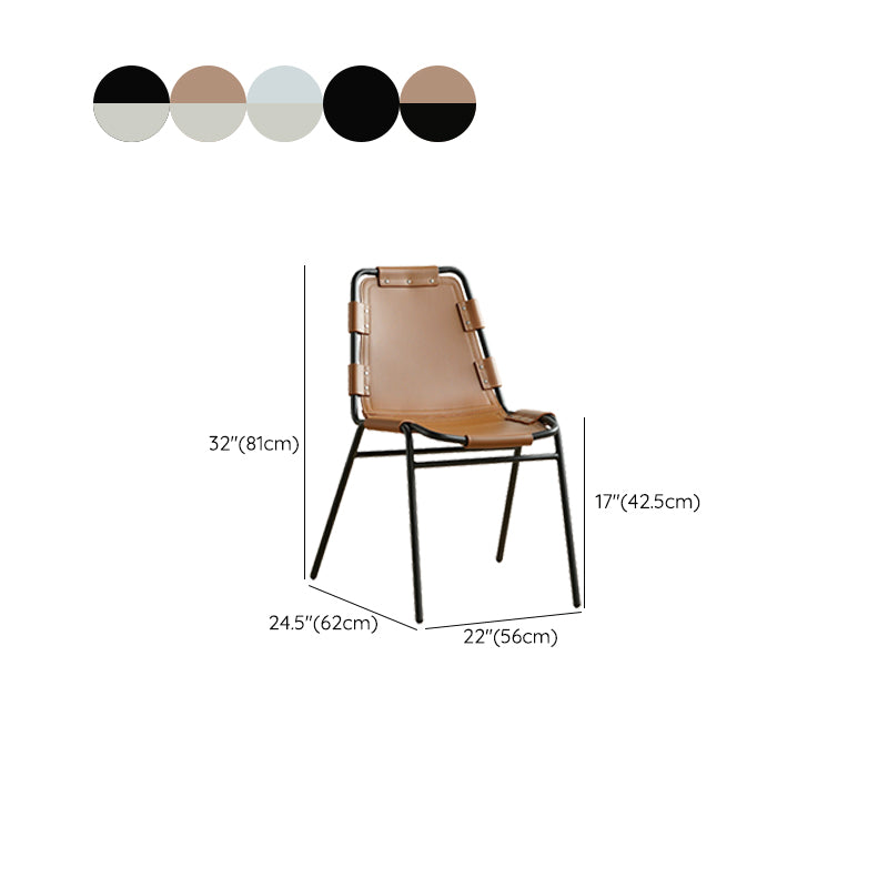Modern Style Side Chair Leather Metal Base Dining Chair for Home