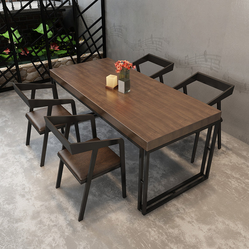 Industrial Rectangle Wood Dining Table 1/5/7 Pieces Dining Set for Barbecue Shop