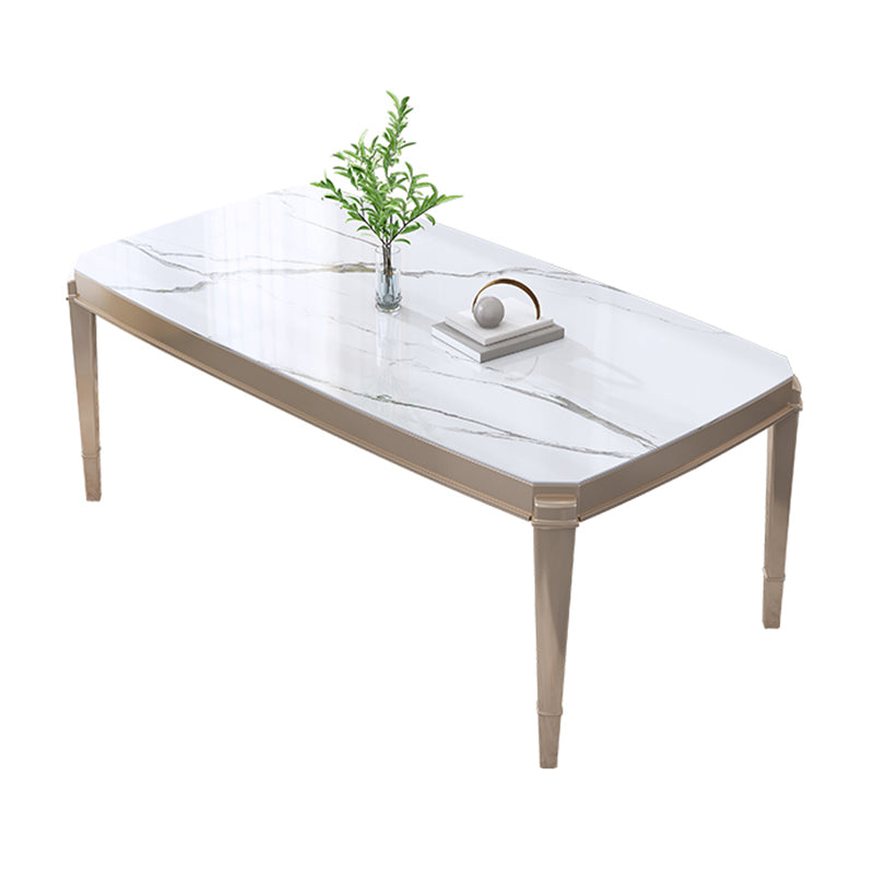 Nordic 1/2/5/7 Pieces Furniture Stone Rectangle Dining Table Set in White