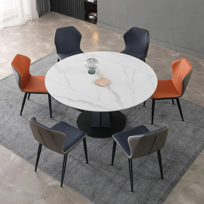 Modern Style Extendable Table Pedestal Dining Table for Kitchen