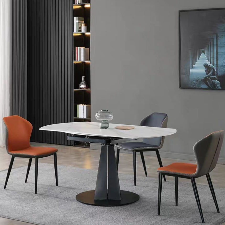 Modern Style Extendable Table Pedestal Dining Table for Kitchen