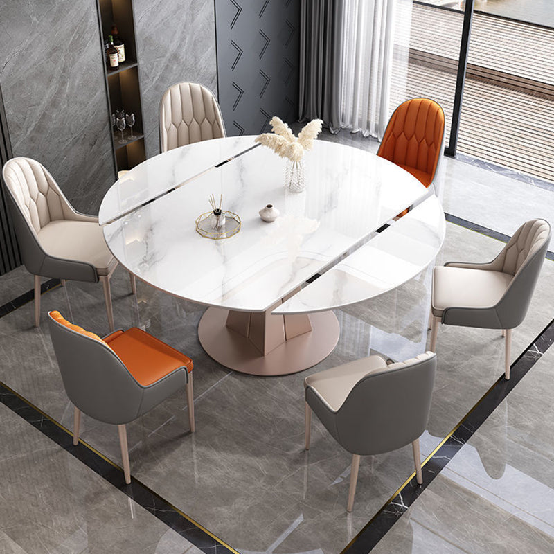 Convertible Furniture Glam Pedestal Dining Table for Kitchen