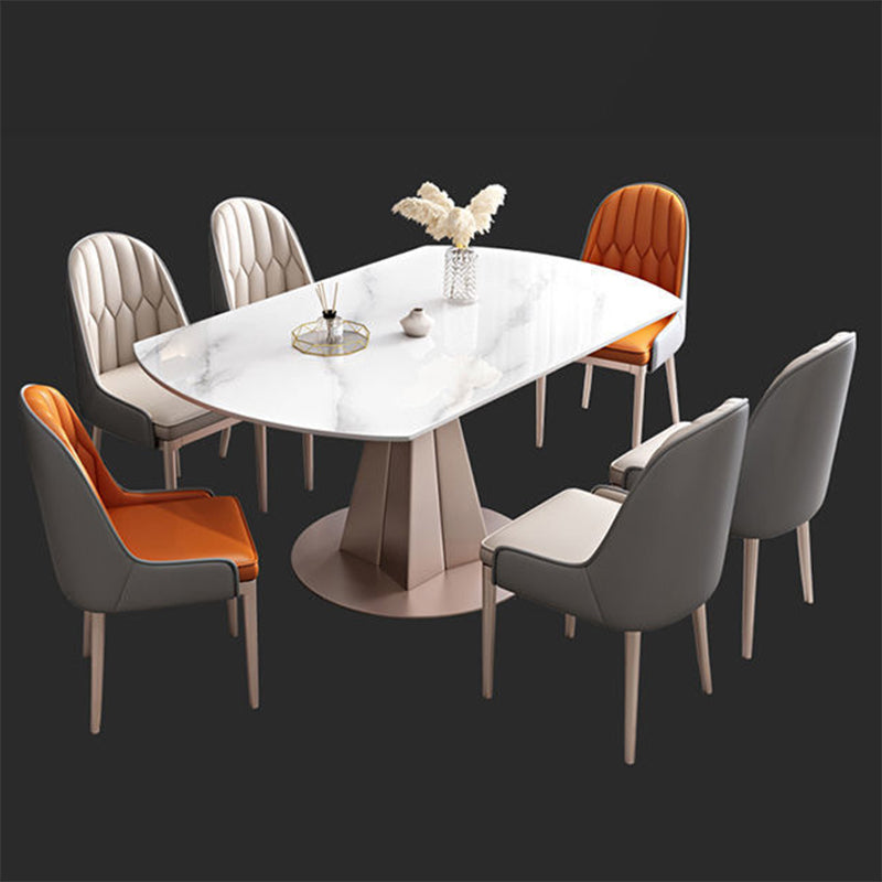 Convertible Furniture Glam Pedestal Dining Table for Kitchen