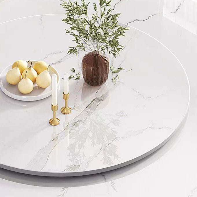 Glam Style Table Pedestal Dining Table with Turntable for Kitchen