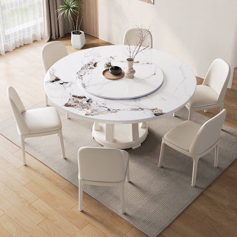 Glam Dining Table Turntable Pedestal Dining Table for Kitchen