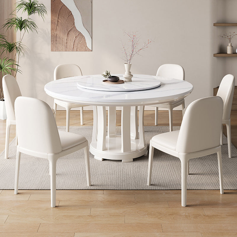 Glam Dining Table Turntable Pedestal Dining Table for Kitchen