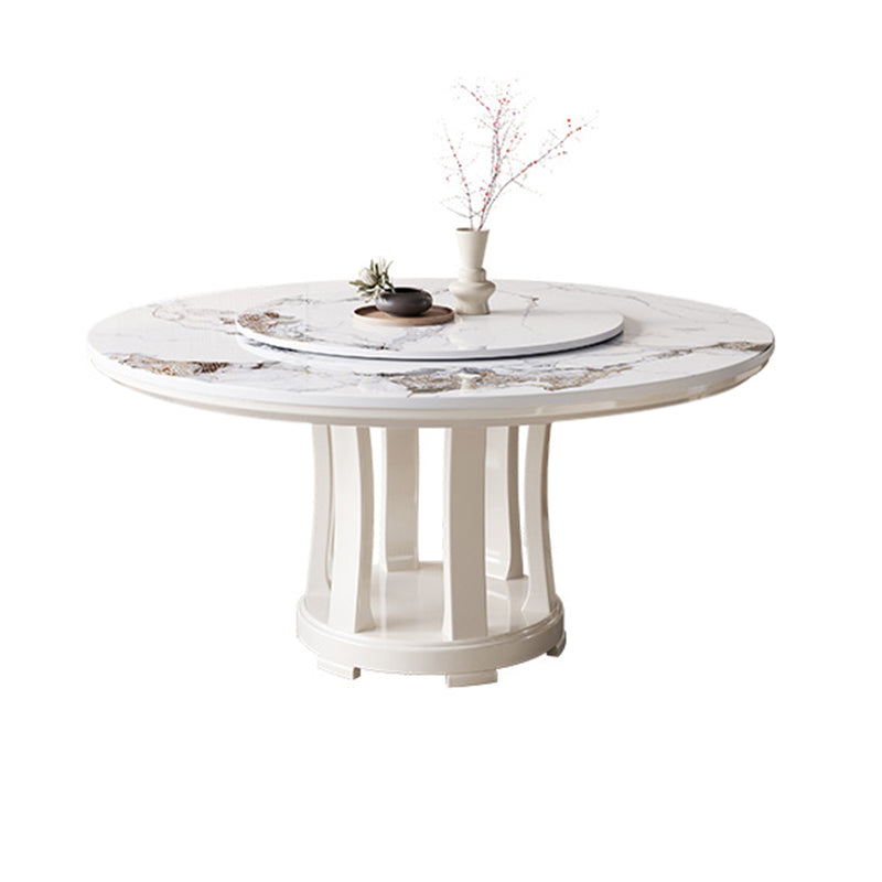 Glam Dining Table Turntable Pedestal Dining Table for Kitchen
