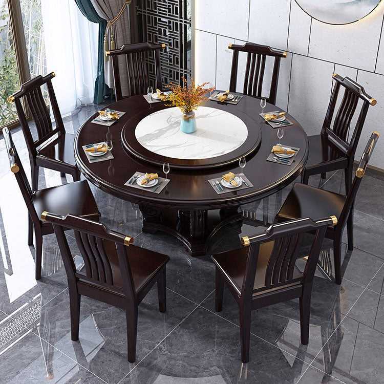 Solid Wood Pedestal Dining Table Tradition Turntable Kitchen Table