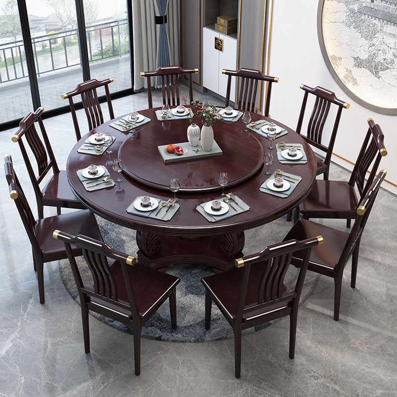 Wood Pedestal Dining Table Turntable Dining Table for Dining Room