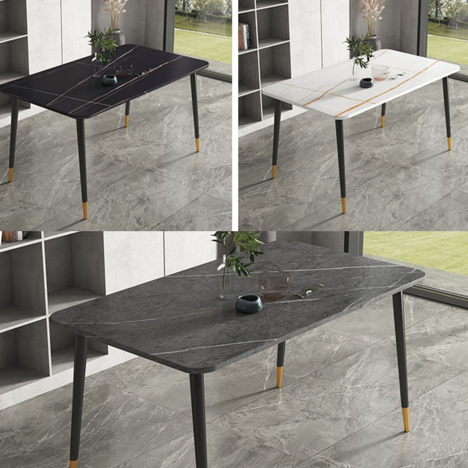 4 Legs Dining Room Table Sintered Stone Furniture for Kitchen
