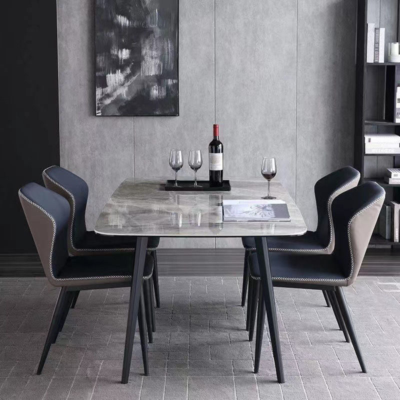 Metal Base Table Sintered Stone Top Dining Table for Kitchen