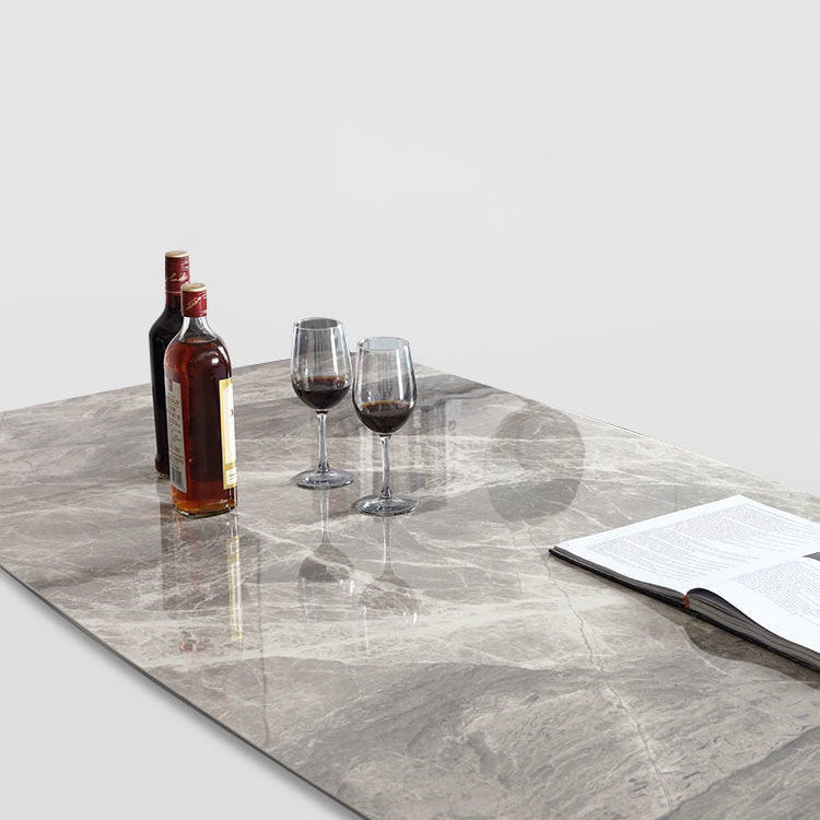Metal Base Table Sintered Stone Top Dining Table for Kitchen