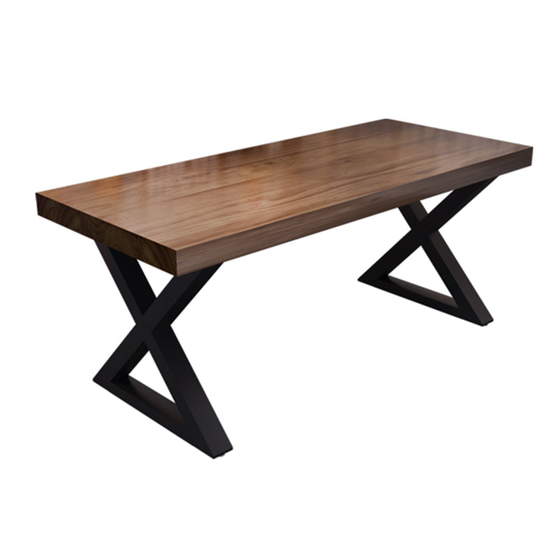 Solid Wood Dining Table Industrial Style Dining Table with Black Frame
