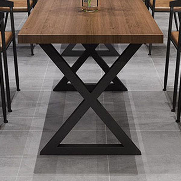Solid Wood Dining Table Industrial Style Dining Table with Black Frame