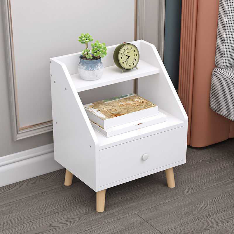 Open Storage Accent Table Nightstand Antique Finish Modern Bed Nightstand with Legs