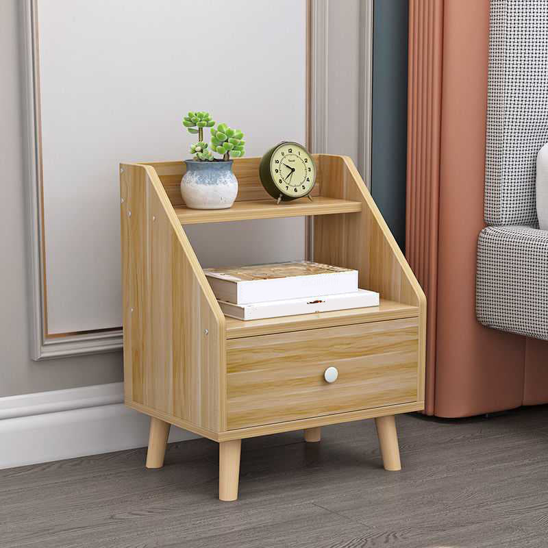 Open Storage Accent Table Nightstand Antique Finish Modern Bed Nightstand with Legs