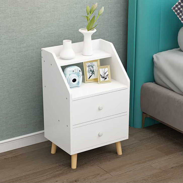 Open Storage Accent Table Nightstand Antique Finish Modern Bed Nightstand with Legs