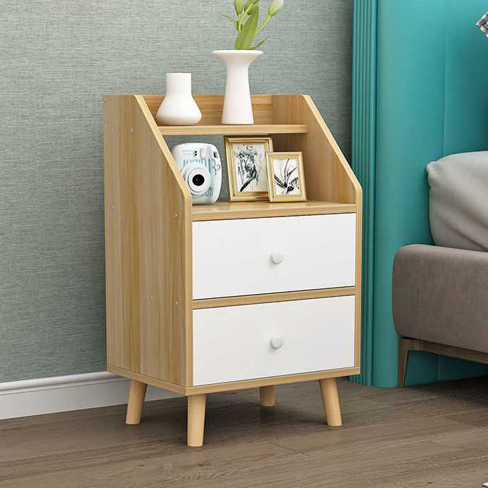 Open Storage Accent Table Nightstand Antique Finish Modern Bed Nightstand with Legs