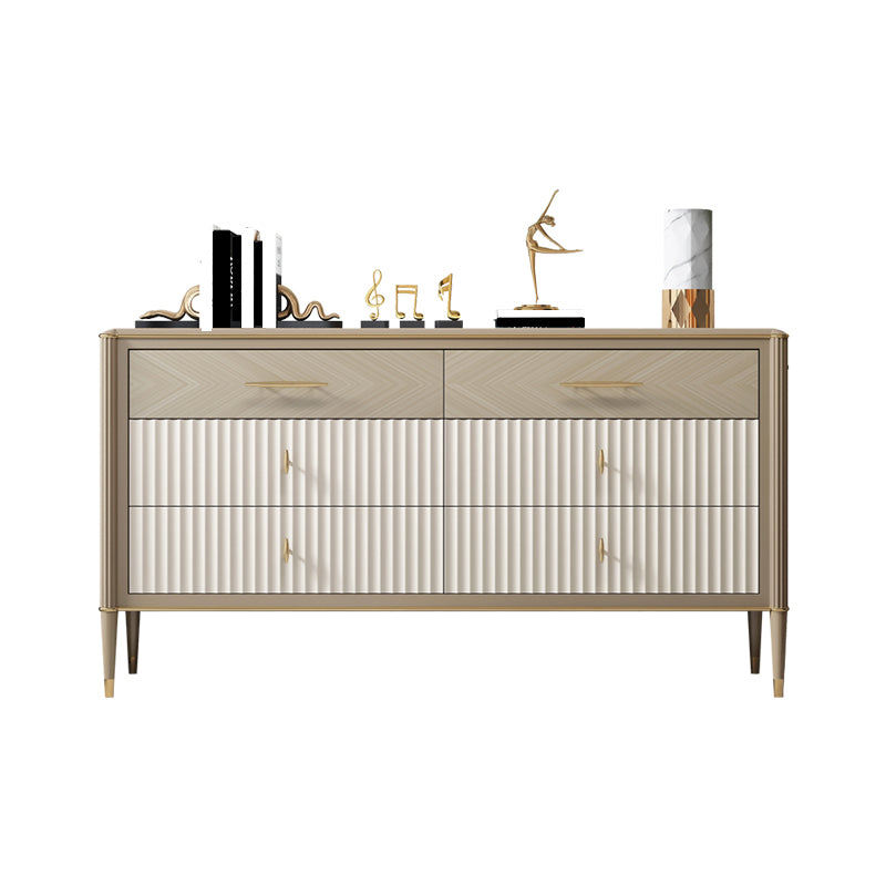 6 Drawers Dresser Classic Glam Stone Storage Chest Dresser , 15.6 Inch Width