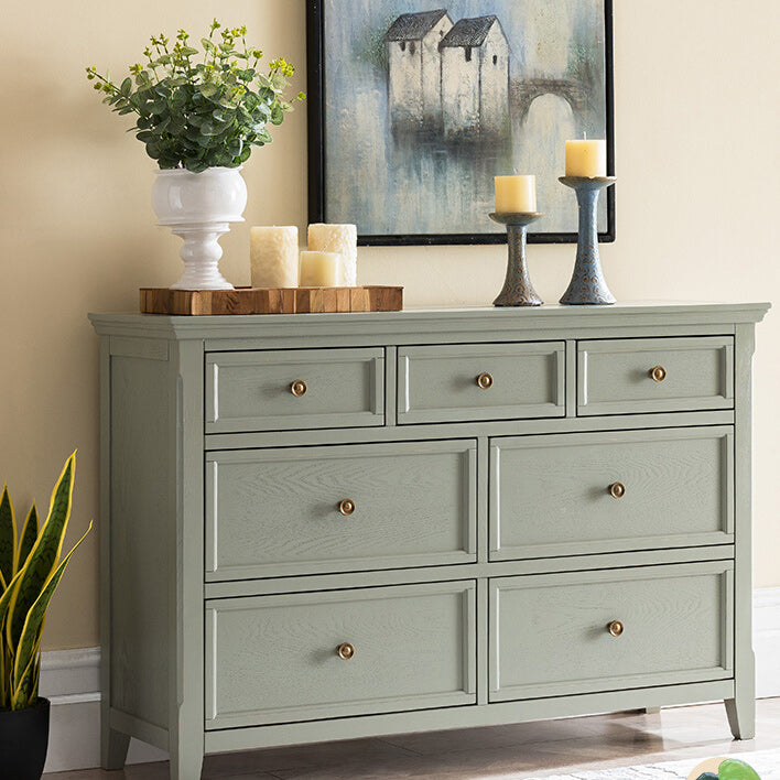 Solid Wood Storage Chest Glam Horizontal Dresser with Drawers