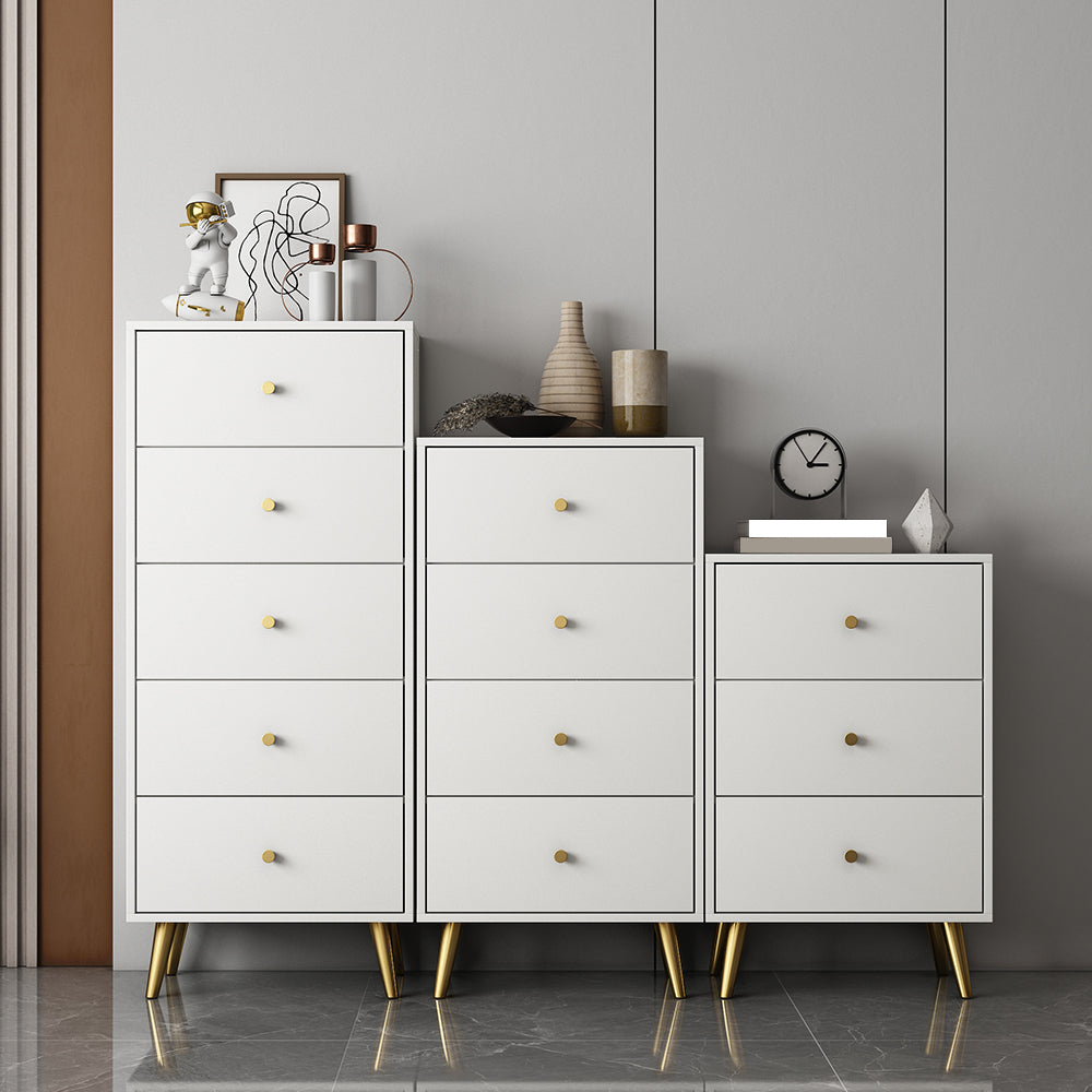 Vertical Glam Storage Chest Wooden Soft-Close Drawers Dresser with Metal Feet