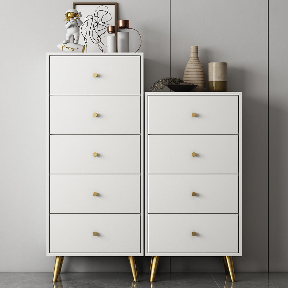 Vertical Glam Storage Chest Wooden Soft-Close Drawers Dresser with Metal Feet
