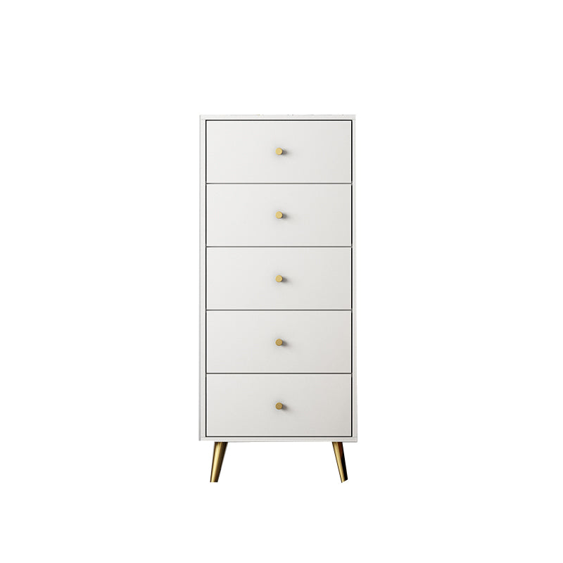 Vertical Glam Storage Chest Wooden Soft-Close Drawers Dresser with Metal Feet