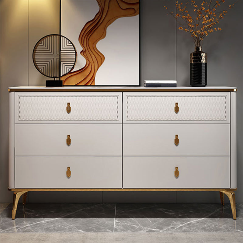 Classic Glam Stone Double Dresser Horizontal Storage Chest for Bedroom