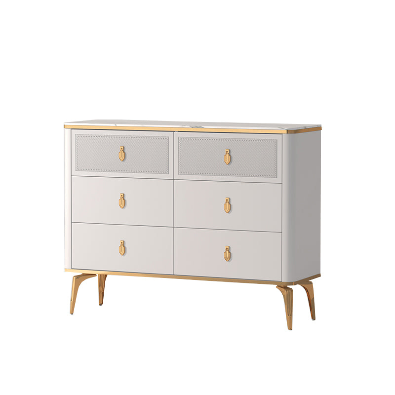 Classic Glam Stone Double Dresser Horizontal Storage Chest for Bedroom
